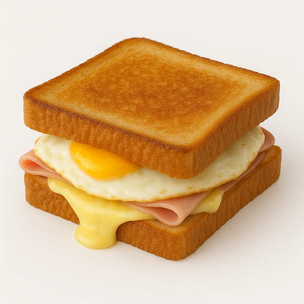Sandwuiche caliente con jamón queso y huevo